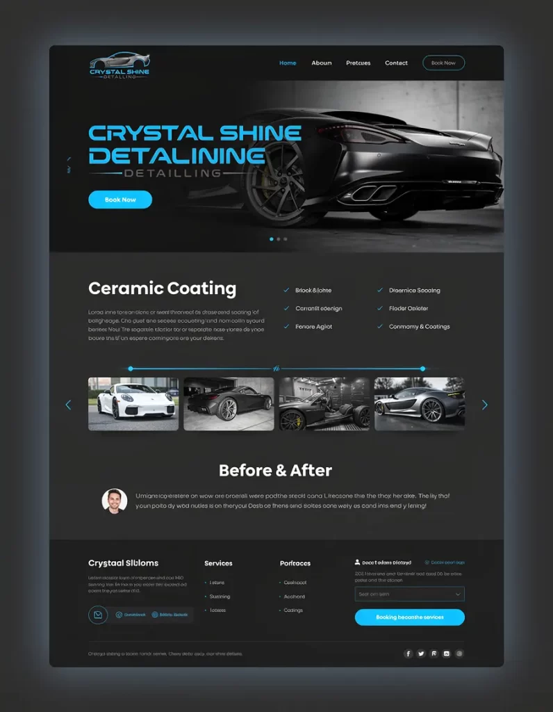 Crystal Shine Deatiling Website Mockup