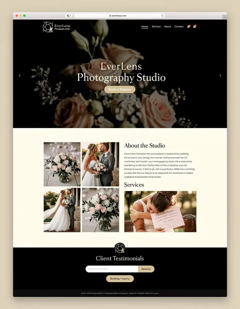 EverLens Photography Studio Website Mockup