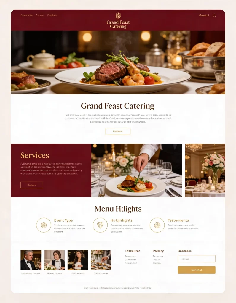 Grand Feast Catering Website Mockup