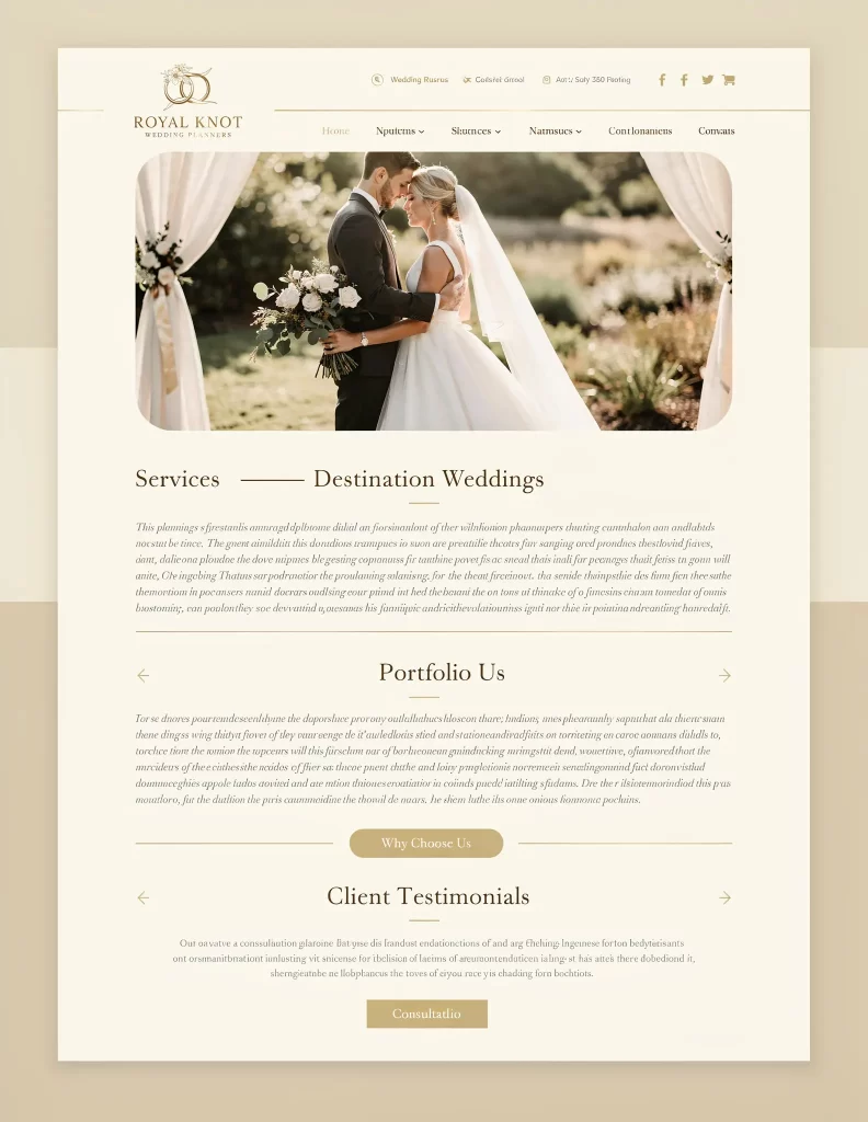 Royal Knot Wedding Planners Website Mockup