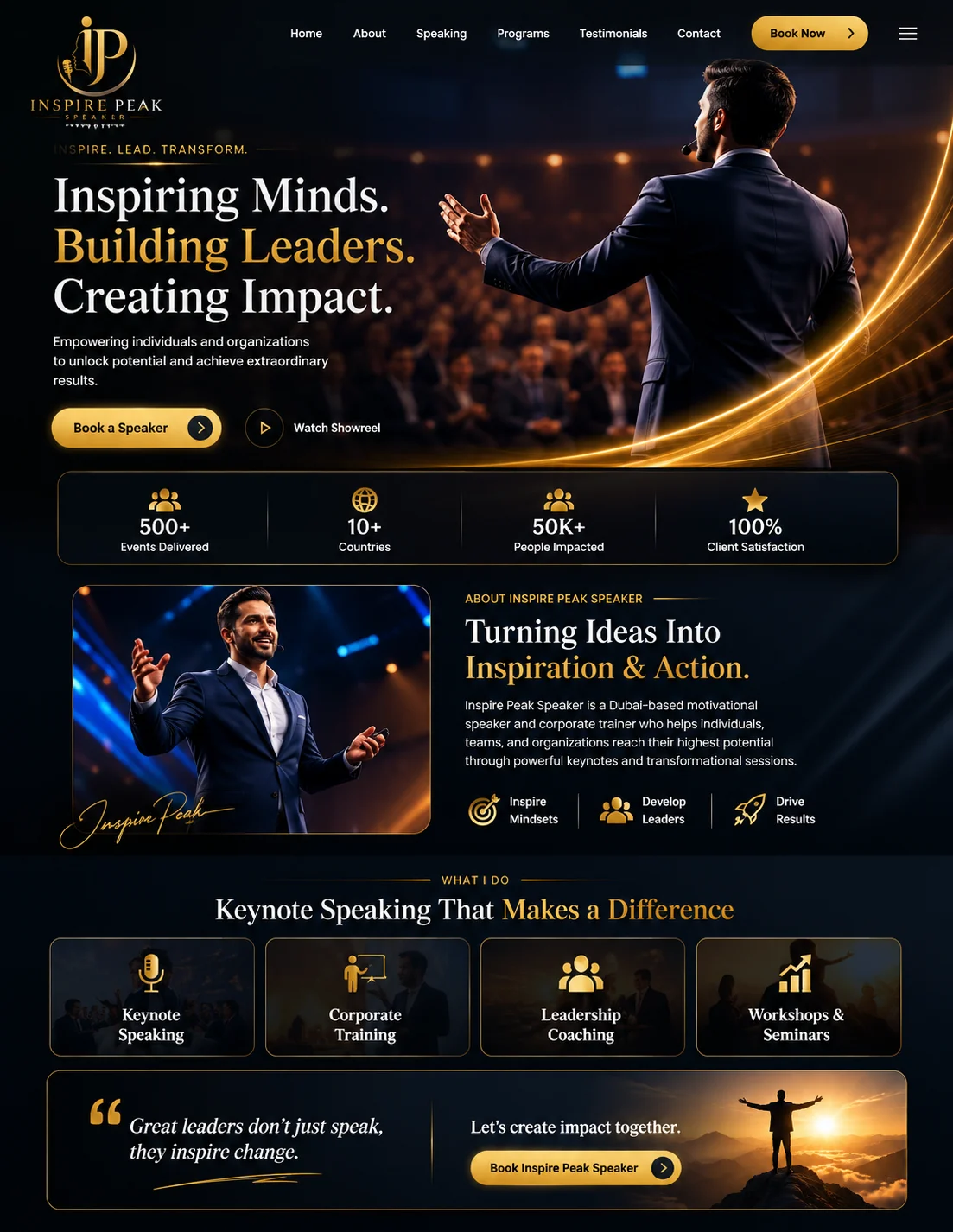 MMN Inspire Peak Speakers Website Mockup