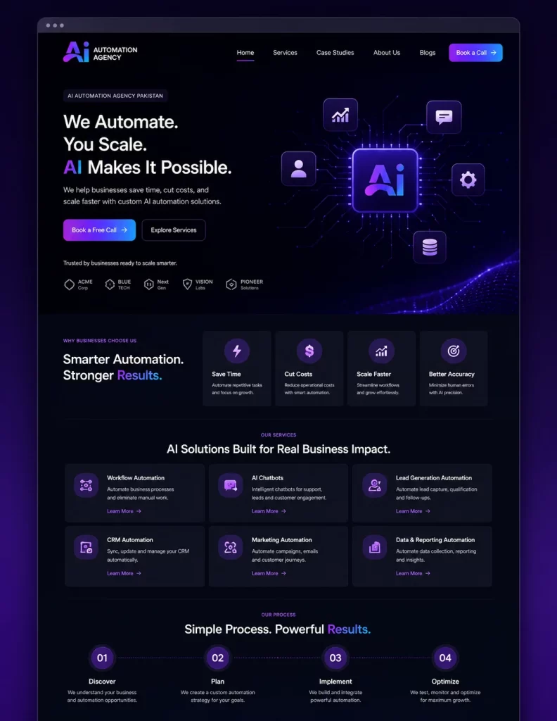MMN AI Automation Agency Pakistan Website Mockup