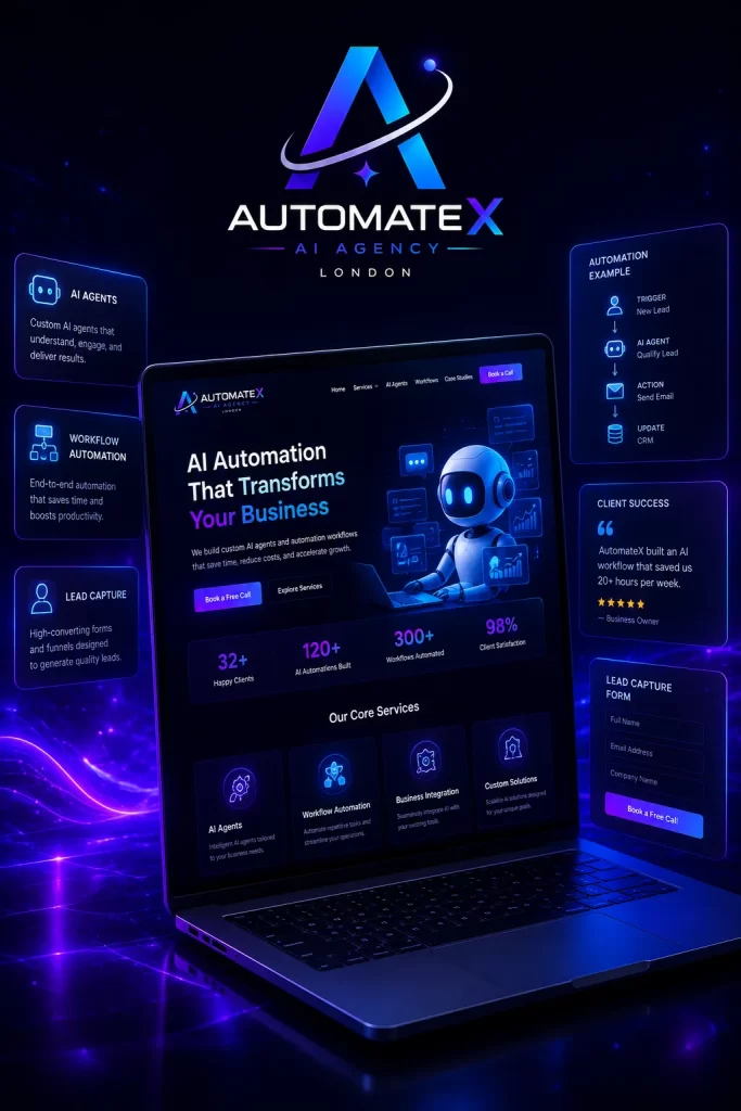 MMN AutomateX AI Agency Website Mockup