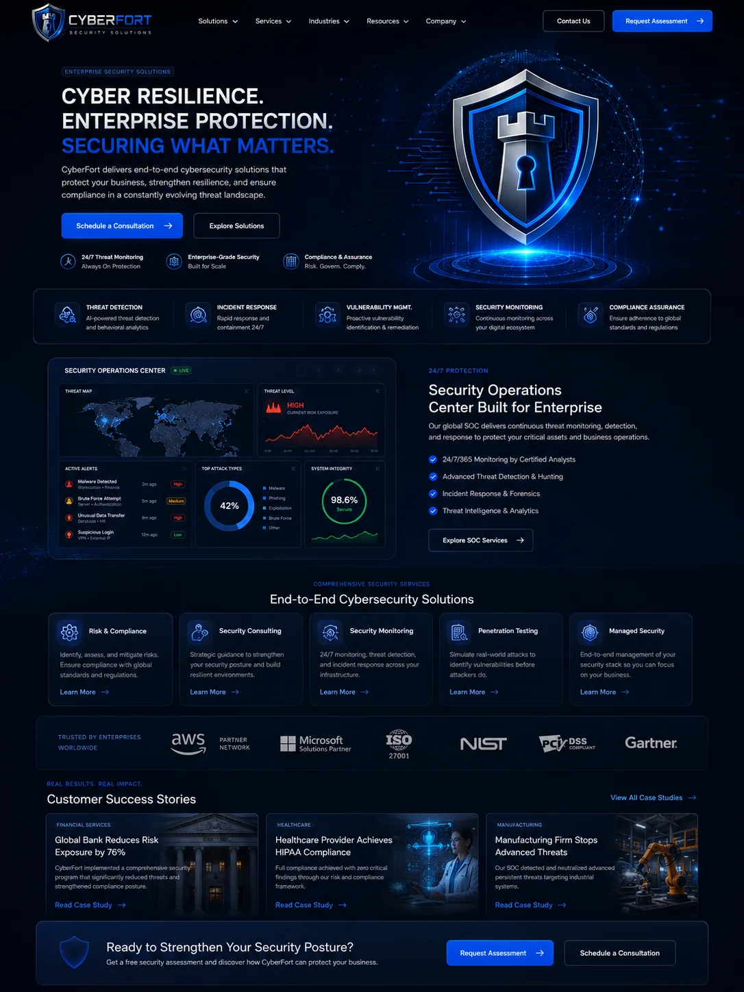 MMN CyberFort Security Solutions Website Mockup