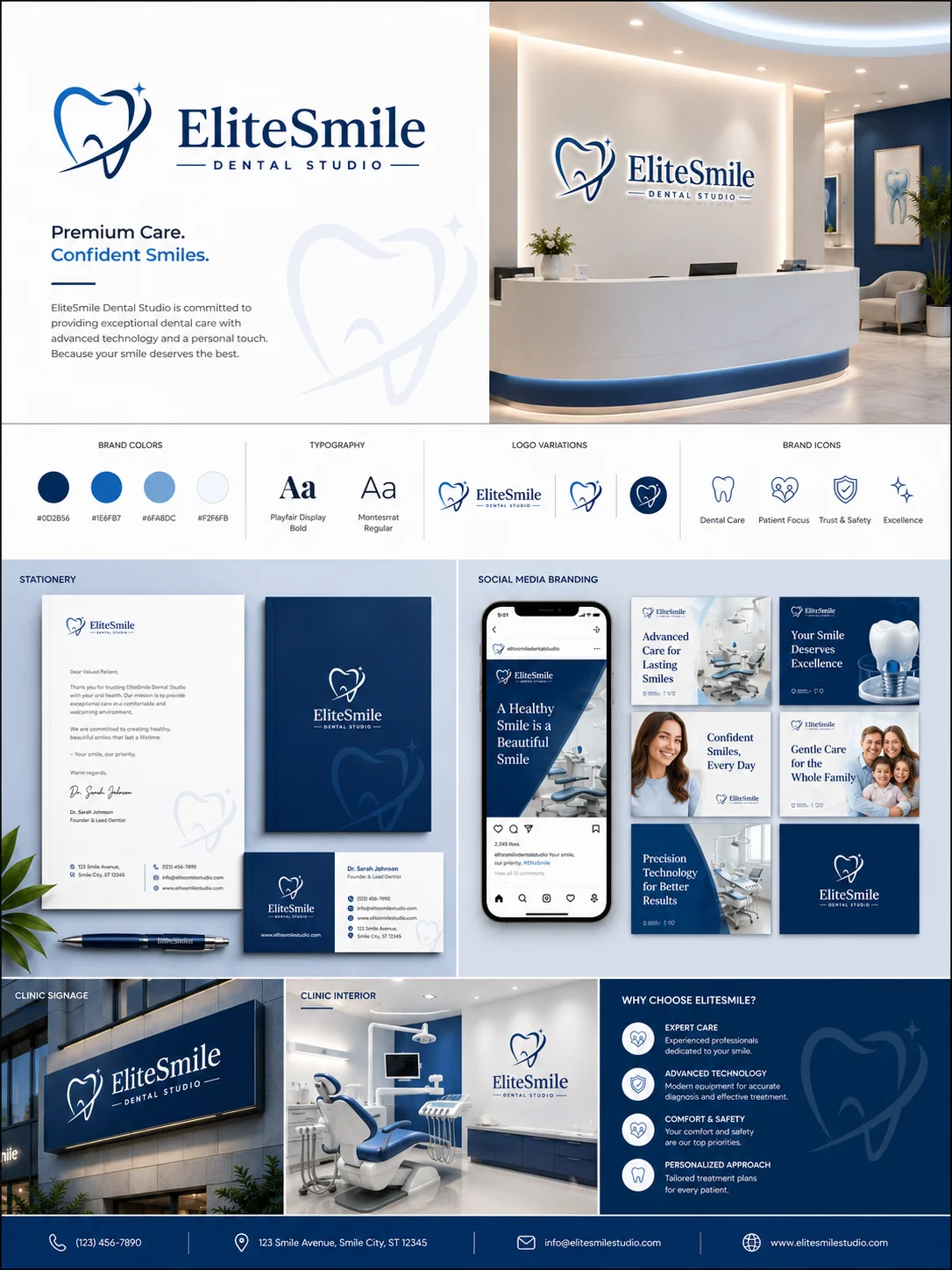 MMN EliteSmile Dental Studio Logo and Branding