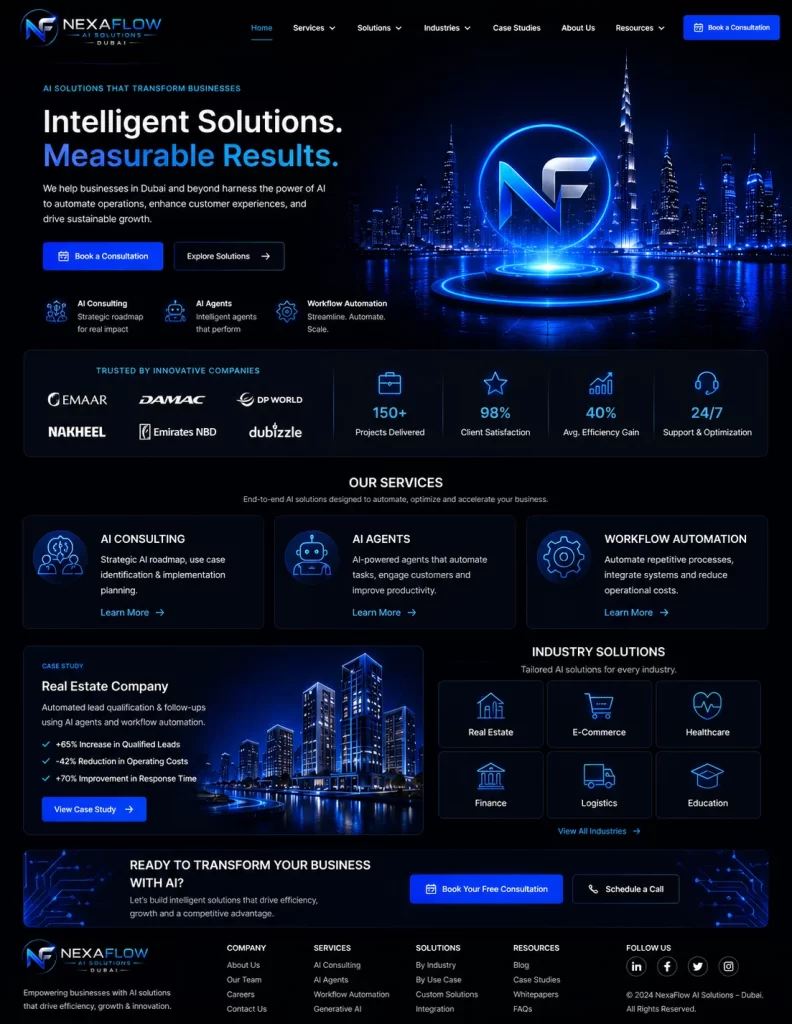 MMN NexaFlow AI Solutions Website Mockup