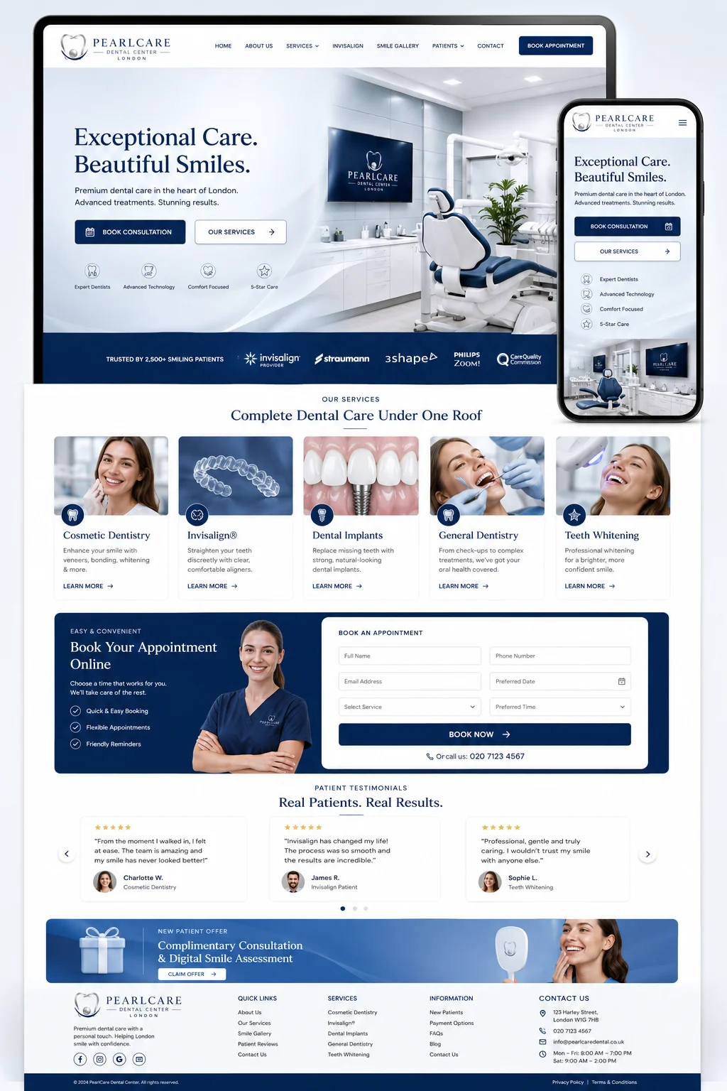 MMN PearlCare Dental Center Website Mockup